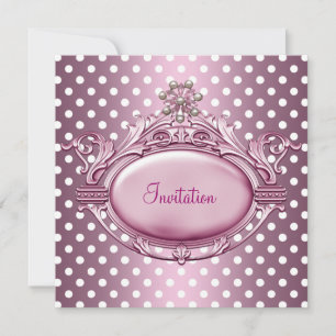 Invitation Élégante fête d'anniversaire Satin Pink Pearl Jewe