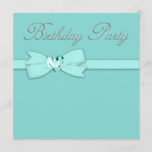 Invitation Elégante fête d'anniversaire Turquoise en argent