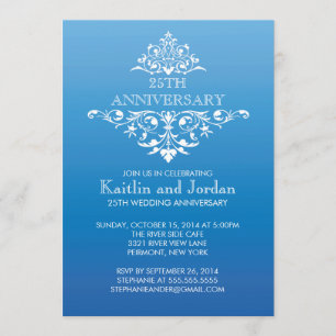 Invitation Élégante Fête d'Anniversaire Vintage Bleu avec Flo
