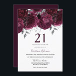 Invitation Elégante fête de 21e anniversaire des Roses de la<br><div class="desc">Elégant Maroon Bourgogne Roses 21e anniversaire Invitation Voir la collection correspondante dans Niche et Nest Store</div>