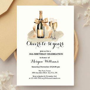 Invitation Elégante fête de 50 ans Champagne 50e anniversaire