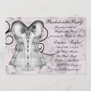Invitation Élégante fête de bachelorette rose et grise