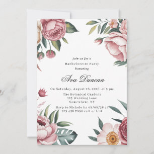 Invitation Élégante fête de Bachelorette rose pâle