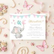 Élégante Fête de Bébé Éléphant Révélation du Sexe