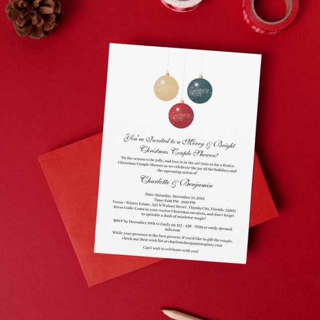 Invitation Élégante Fête de Couple de Noël  (Créateur téléchargé)