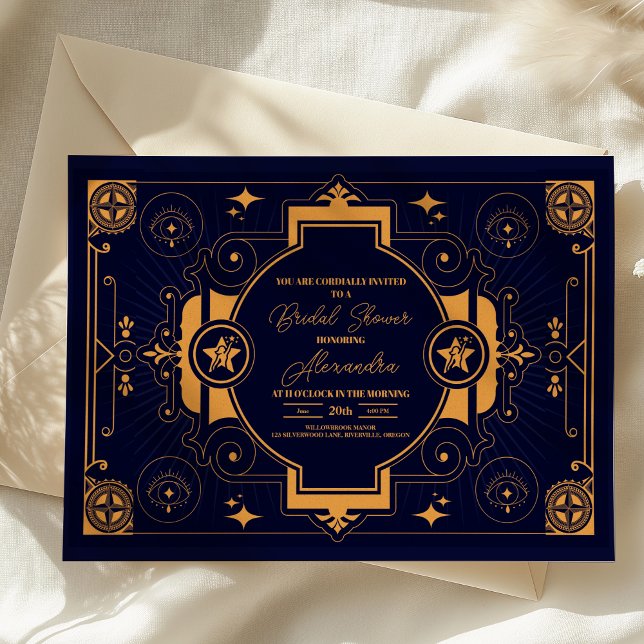 Invitation Élégante Fête de Fiançailles Céleste (Créateur téléchargé)