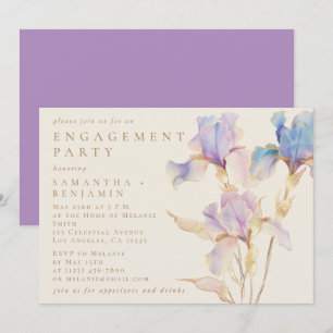 Invitation Élégante Fête de Fiançailles Florale Iris