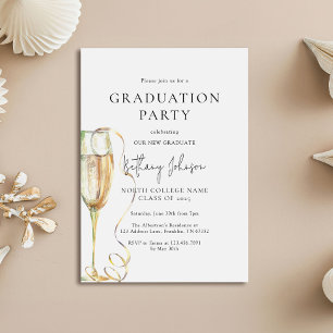 Invitation Élégante fête de graduation Champagne