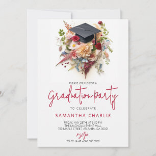 Invitation Élégante fête de graduation florale