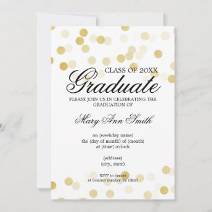 Invitation Élégante fête de graduation Gold Foil Parties scin