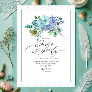 Invitation Élégante fête de jardin florale boho menthe et ble