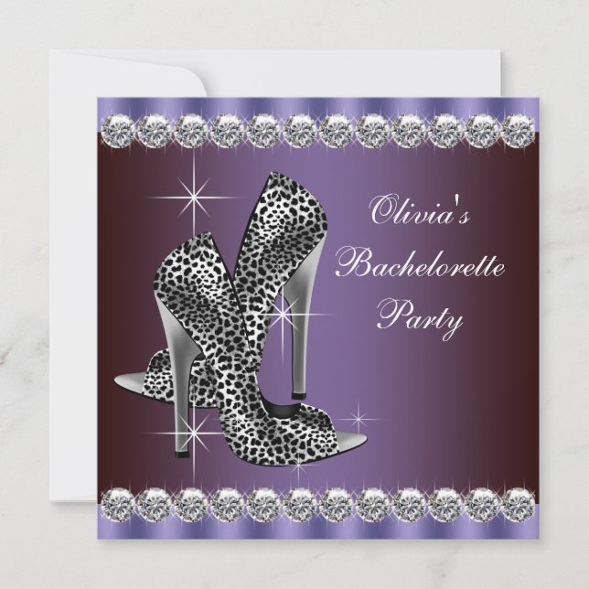 Invitation Élégante fête de jeune fille Purple Leopard (Devant)