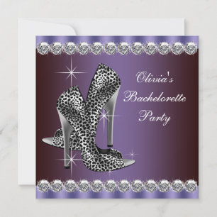 Invitation Élégante fête de jeune fille Purple Leopard