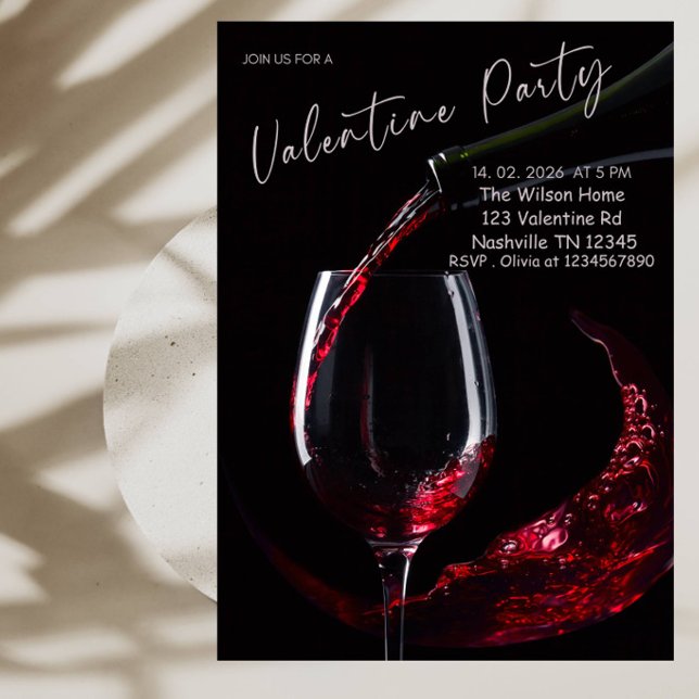Invitation Élégante Fête de la Saint-Valentin Verre à Vin (Créateur téléchargé)