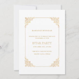 Invitation Élégante Fête de l'Iftar de style baroque orné ave