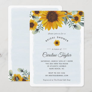 Invitation Élégante Fête de l'mariée florale de tournesols aq