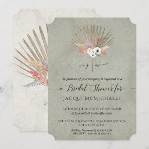 Invitation Élégante Fête de l'mariée florale tropicale de Sag