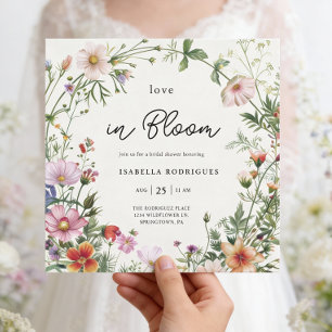 Invitation Élégante Fête de Mariage "Amour de Fleur Sauvage e