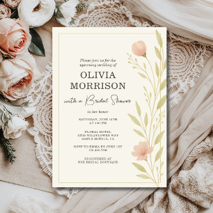 Invitation Élégante Fête de Mariage aux Fleurs Sauvages Roses