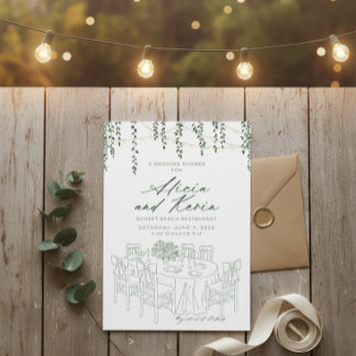 Invitation Élégante Fête de Mariage avec Guirlande et Lumière
