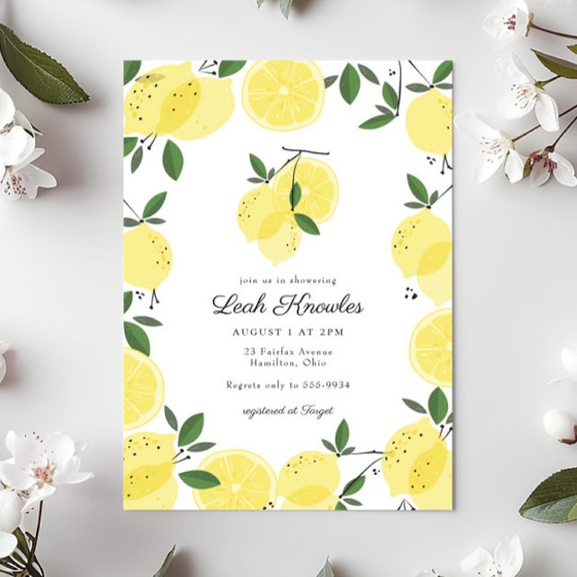 Invitation Élégante Fête de Mariage Citron Jaune (Créateur téléchargé)
