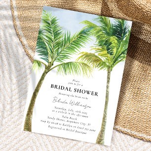 Invitation Élégante Fête de Mariage de Plage au Palmier à l'A