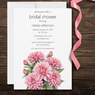 Invitation Élégante Fête de Mariage Fleur de Dahlia Rose 