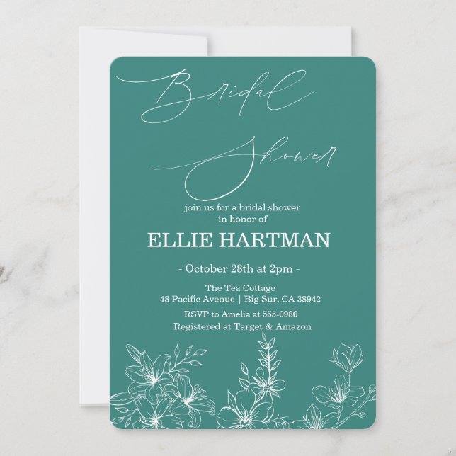 Invitation Élégante Fête de Mariage Fleur de Pervenche  (Devant)