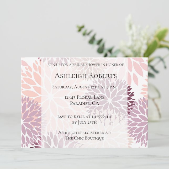 Invitation Élégante Fête de Mariage Fleur Rose (Debout devant)