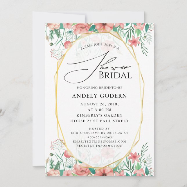 Invitation  Élégante Fête de Mariage Fleurs Pastel (Devant)