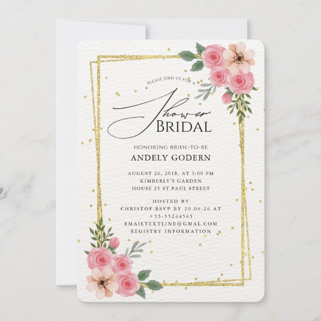 Invitation  Élégante Fête de Mariage Fleurs Pastel (Devant)