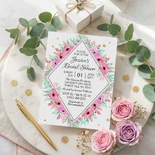Invitation Élégante Fête de Mariage Florale Aquarelle de Prin