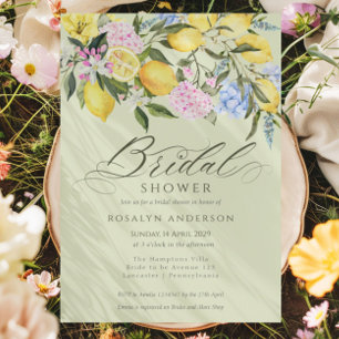 Invitation Élégante Fête de Mariage Florale Citron