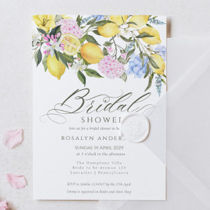 Invitation Élégante Fête de Mariage Florale Citron