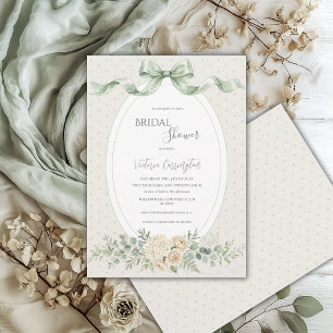 Invitation Élégante Fête de Mariage Florale Vert Sauge Vintag