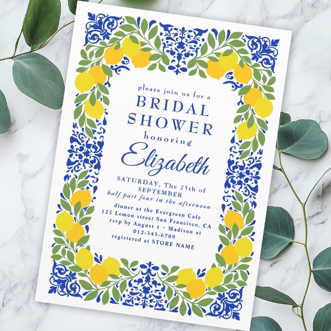 Invitation Élégante Fête de Mariage Méditerranéenne au Feuill (Créateur téléchargé)