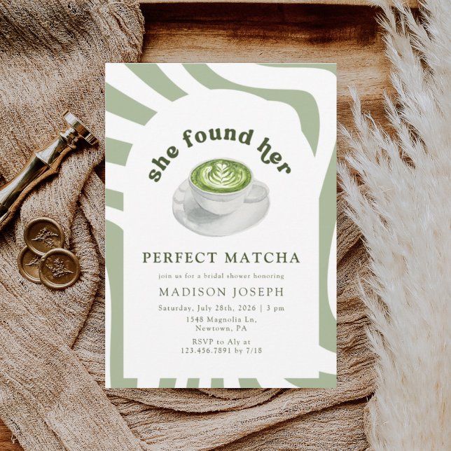 Invitation Élégante Fête de Mariage Parfaite au Matcha (Créateur téléchargé)