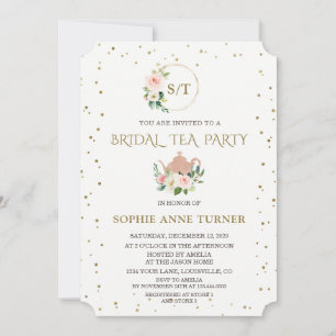 Invitation Élégante Fête de Mariage Rose Floral Cadre Doré