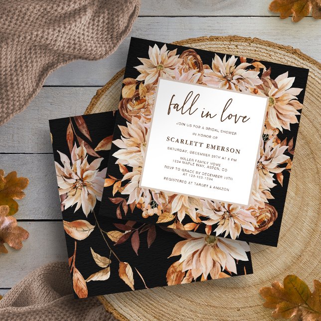 Invitation Élégante Fête de Mariage "Tomber en Amour" (Elegant Fall In Love Bridal Shower Invitation
)