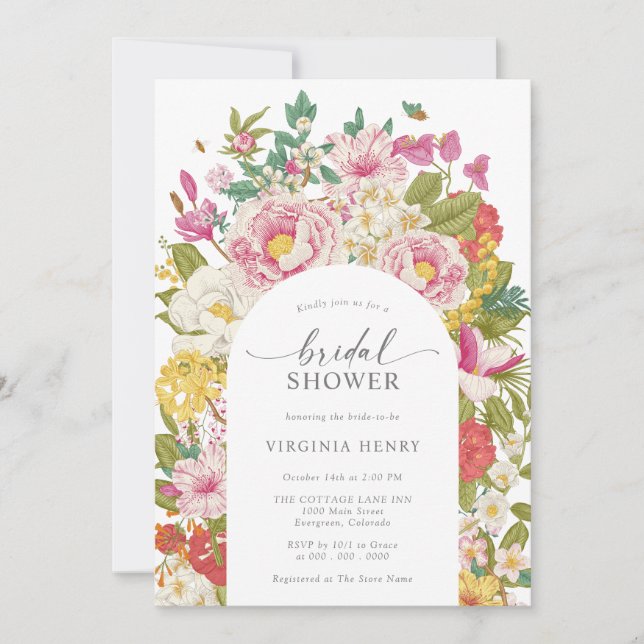 Invitation Élégante Fête de Mariée Vintage (Devant)