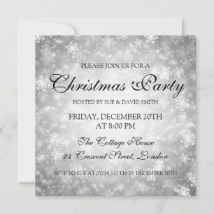 Invitation Élégante fête de Noël Argent Winter Wonderland