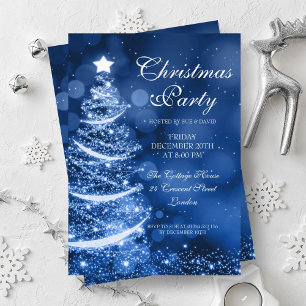 Invitation Élégante fête de Noël Bleu d'hiver