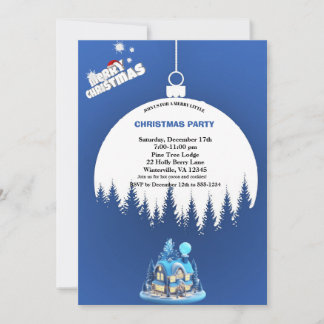 Invitation Élégante fête de Noël Bleu d'hiver
