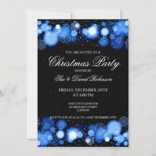 Invitation Élégante fête de Noël Bleu Merveille d'hiver