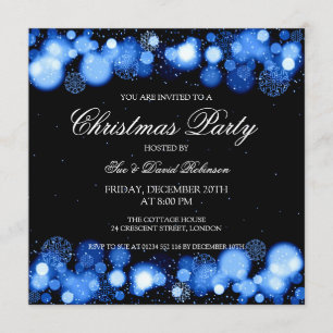Invitation Élégante fête de Noël Bleu Merveille d'hiver