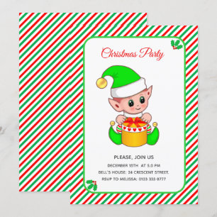 Invitation Élégante fête de Noël des elfes de Noël