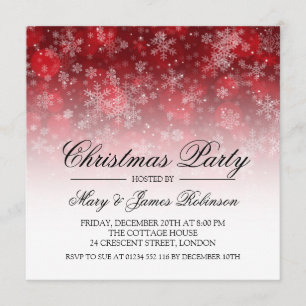 Invitation Élégante fête de Noël Étincelle rouge