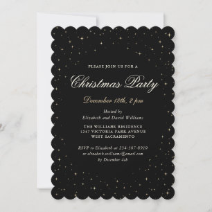 Invitation Élégante fête de Noël étoilée noire