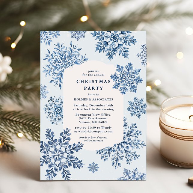 Invitation Élégante Fête de Noël Flocon de Toile (Créateur téléchargé)