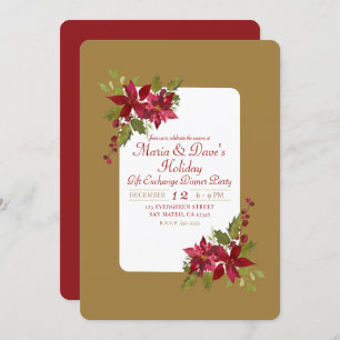 Invitation Élégante fête de Noël Floral Poinsettia